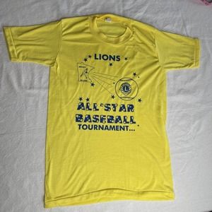 Vtg MN high school Lions all-star baseball Single Stitch yellow T-shirt Sz M